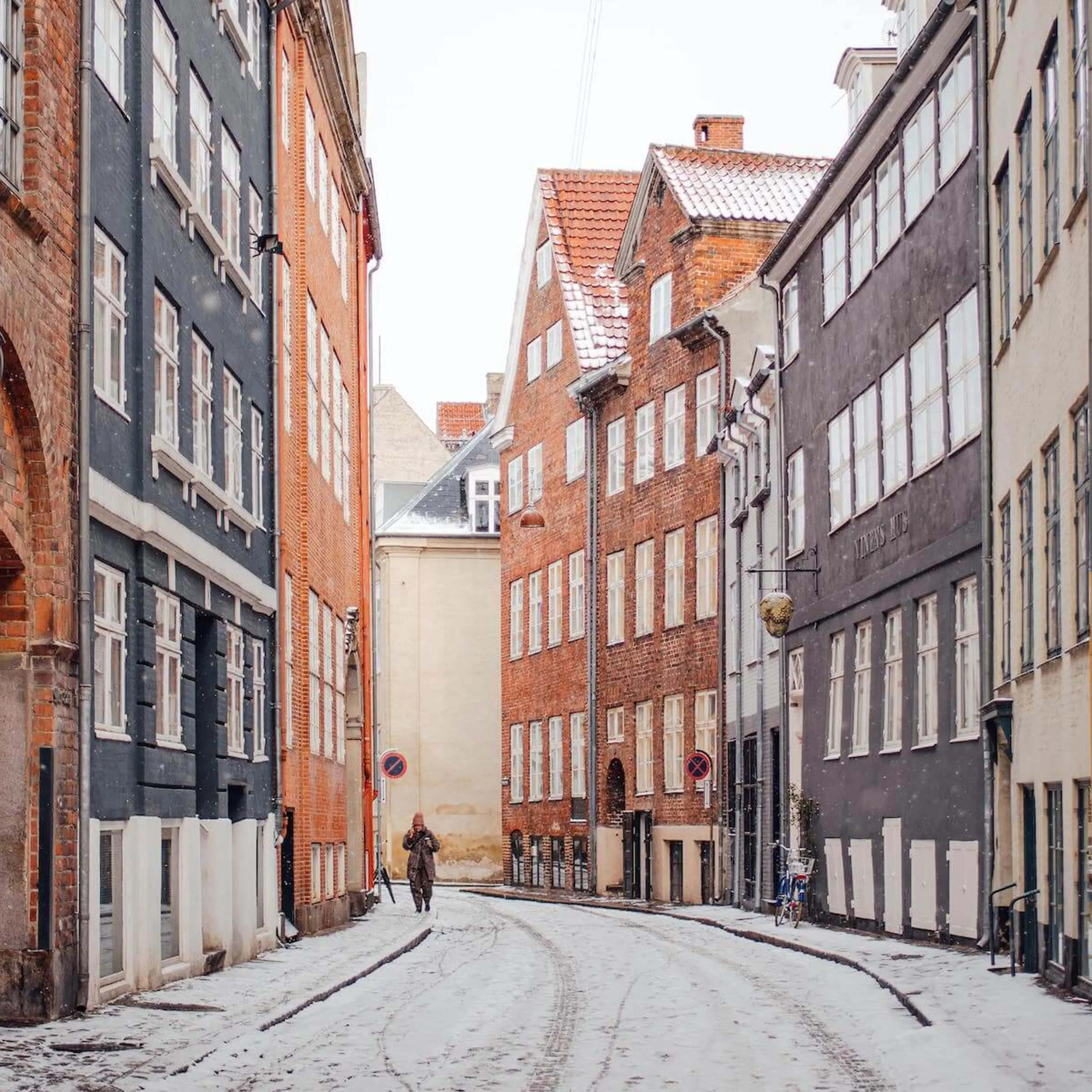 Houses in the city centre of Copenhagen in winter