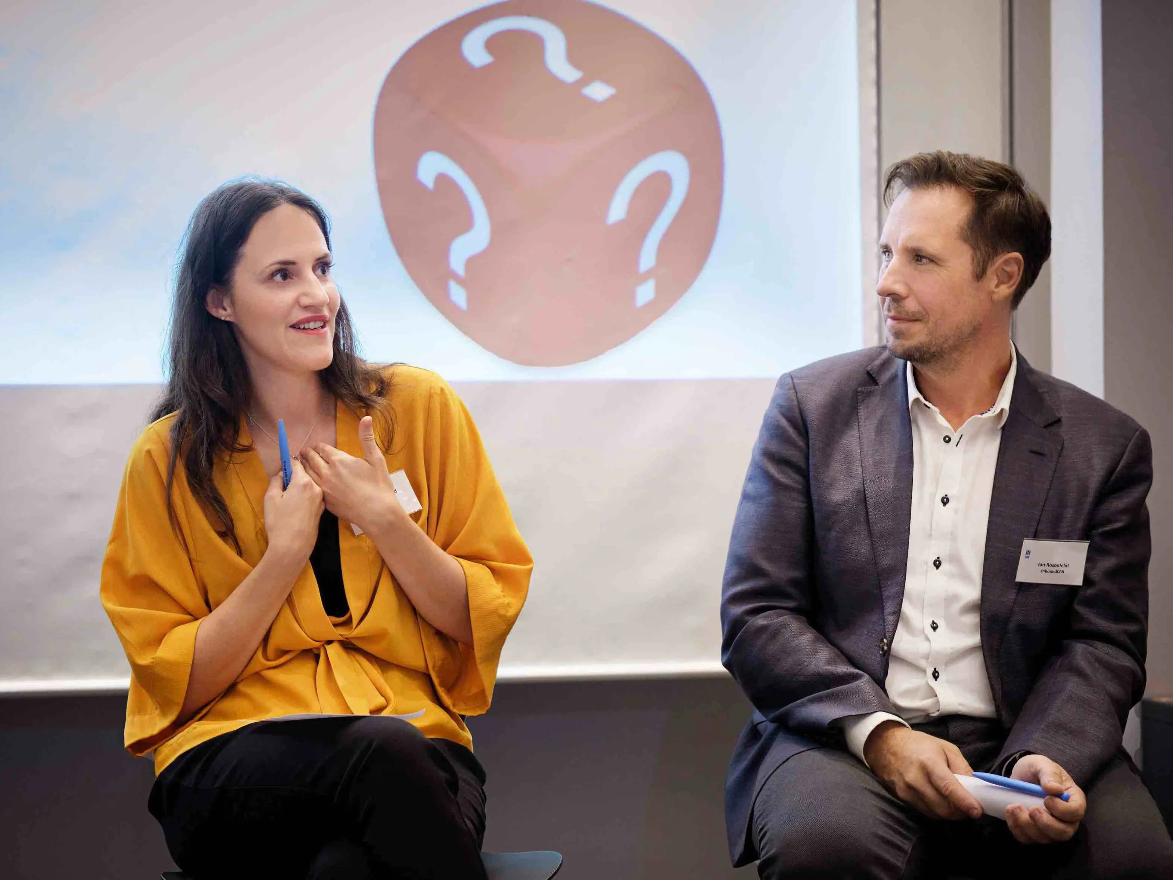Two speakers of the CBS Developing an AI-agile mindset event: Sanne Thougaard and Ian Rosenfeldt
