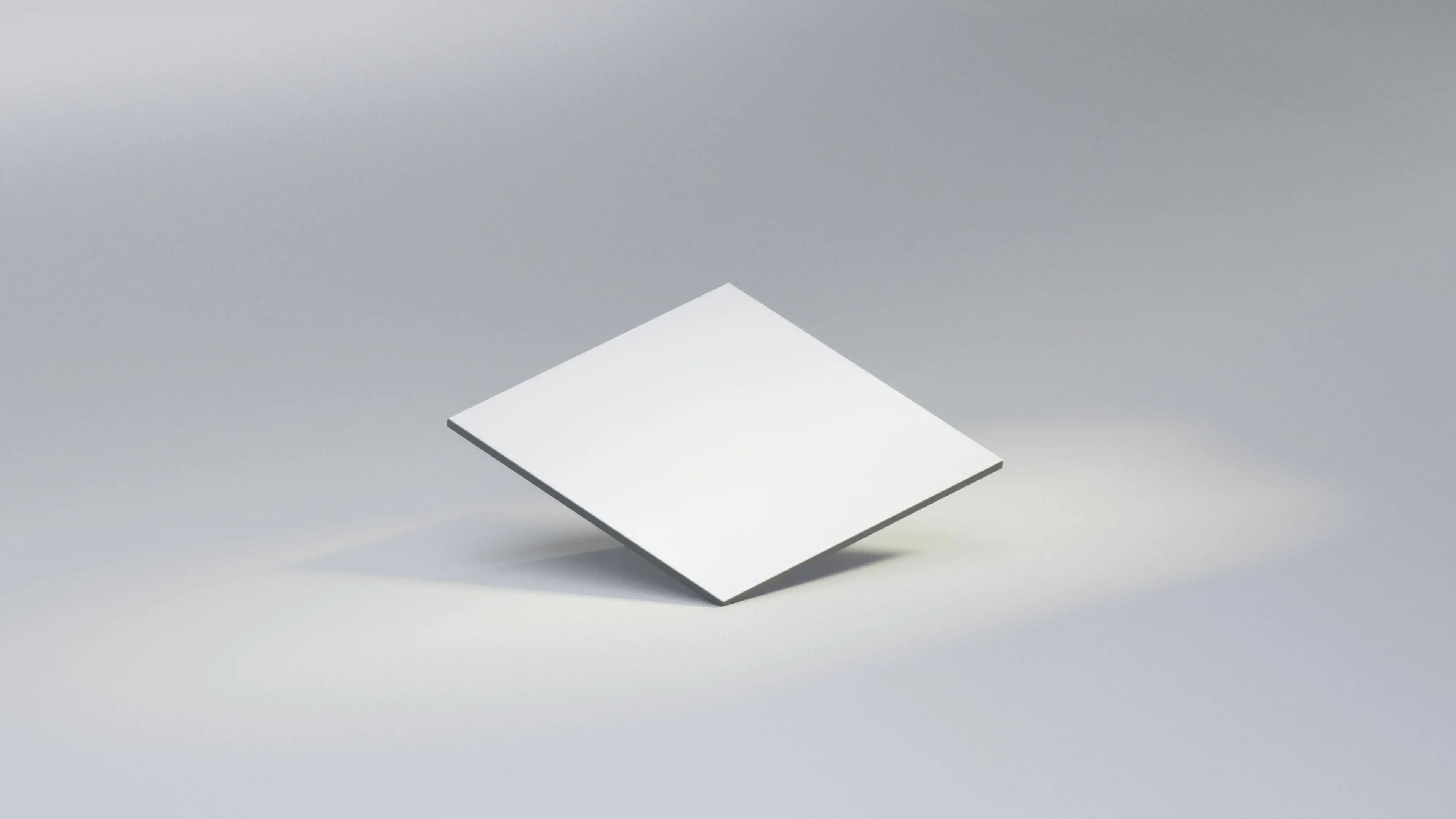 White square floating on grey surface