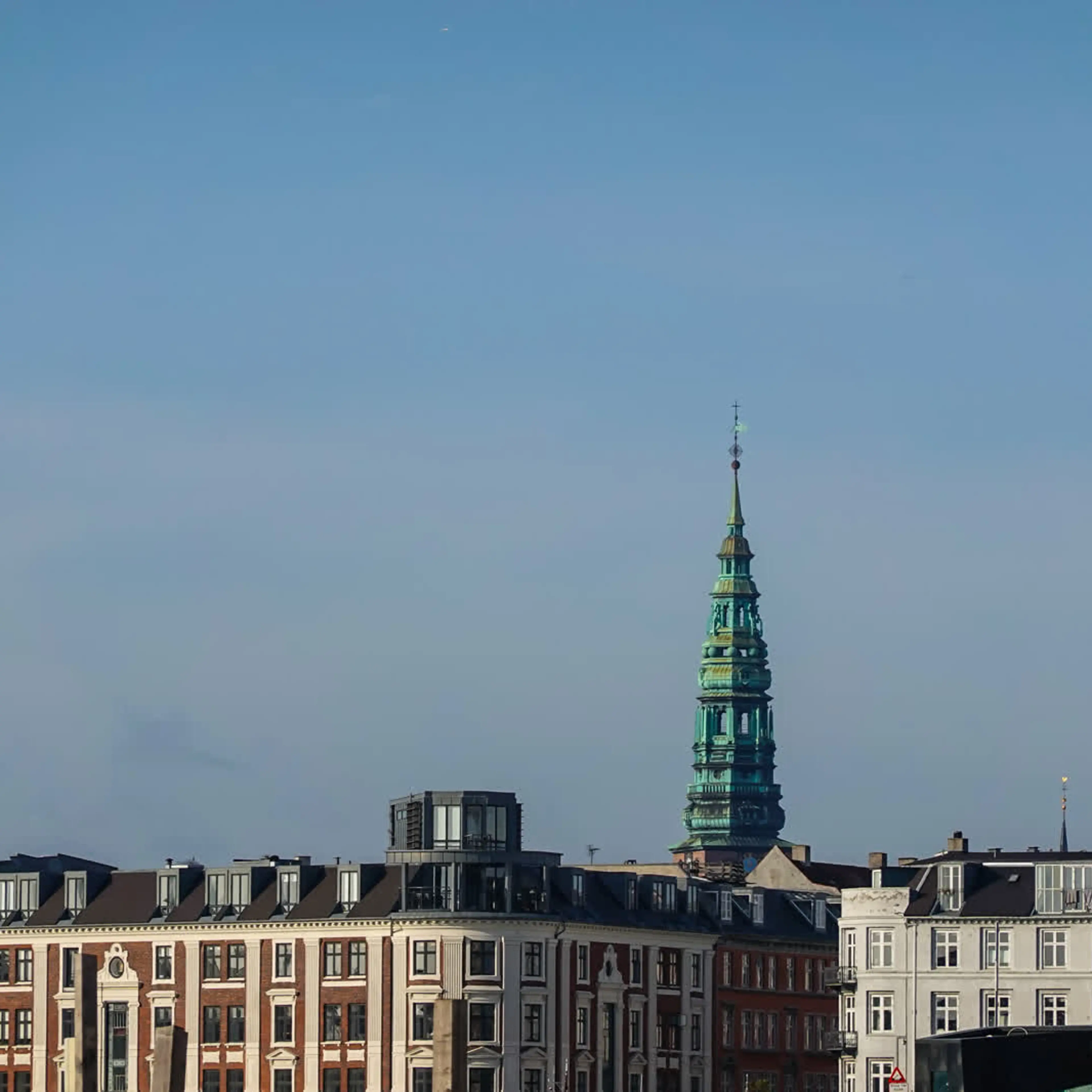 View towards Christiansborg Tower over the roofs of Copenhagen