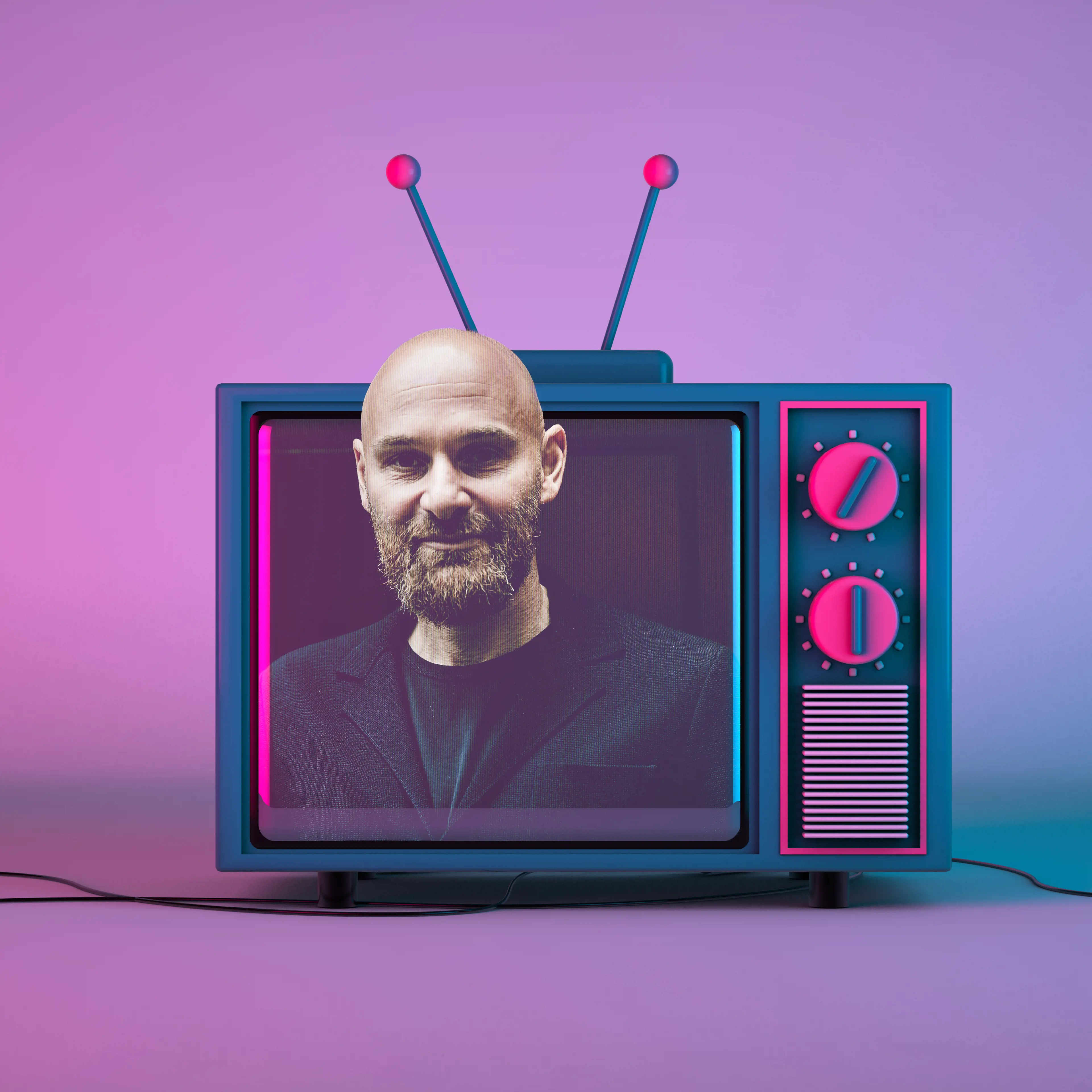 television with image of a man
